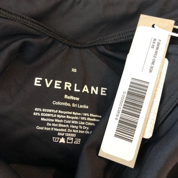 Everlane The Square-Neck One-Piece Swimsuit Shelf Bra Removable Pads Black XS - Picture 6 of 6